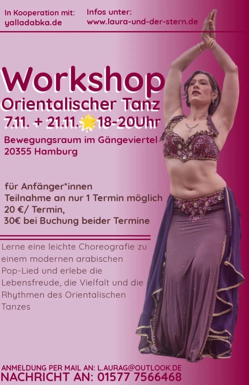 Originalplakat zum Workshop Orientalischer Tanz mit Laura in Hamburg